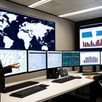 **

A diverse team collaborating in a modern logistics control center, displaying real-time data on a large screen showcasing global shipping routes, warehouse management systems (WMS), and transportation management systems (TMS).  Include elements like blockchain technology visuals, agile workflow charts, and a focus on efficient supply chain optimization. The scene should convey technological advancement and collaborative problem-solving within a multicultural setting.

**